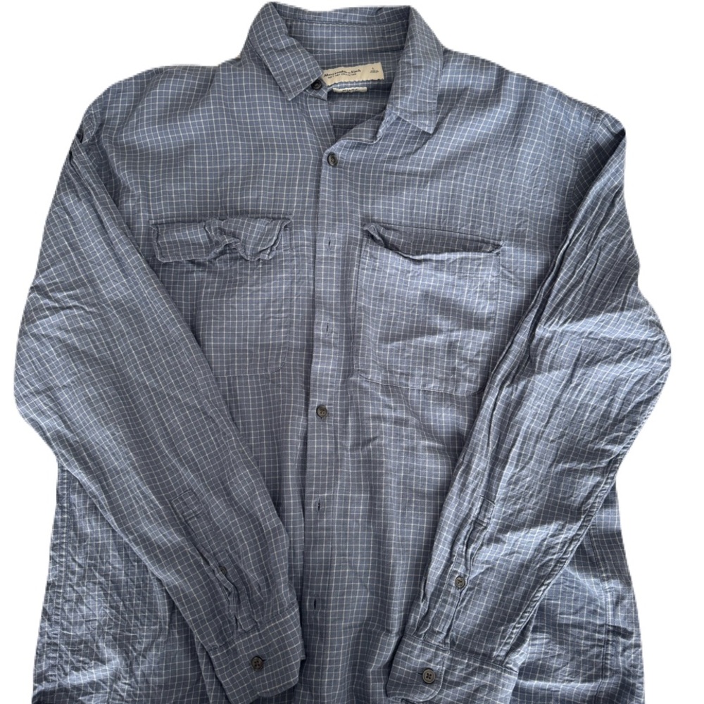 Blue Plaid Button-Up Shirt